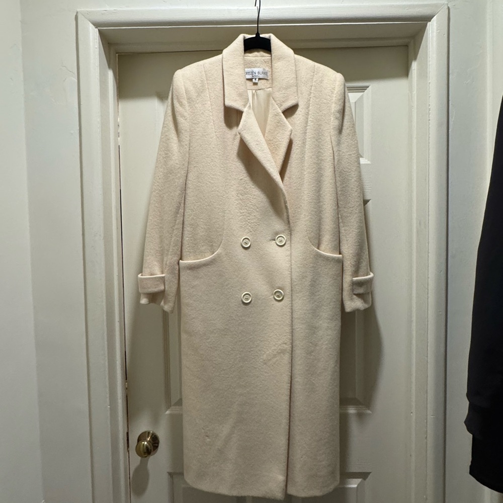 Kristen Blake Cream Double-Breasted Trench Coat